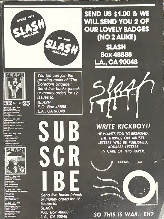 【古本】SLASH: A PUNK MAGAZINE FROM LOS ANGELES 1977-80